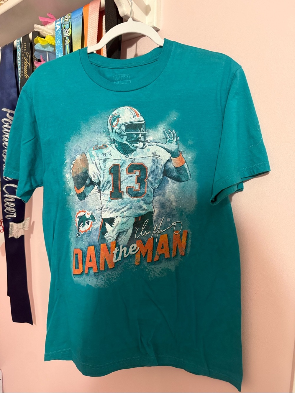 Men's Teal Graphic Football T-Shirt - 'Dan the Man'